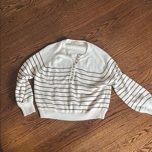 Sezane Leotine Jumper in Cream and Brown